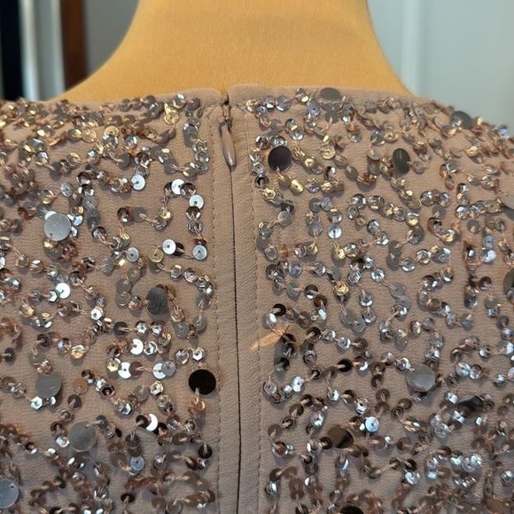 ASOS Maya Deluxe fully beaded sequin faux wrap, formal mini dress, frosted pink - Picture 12 of 16